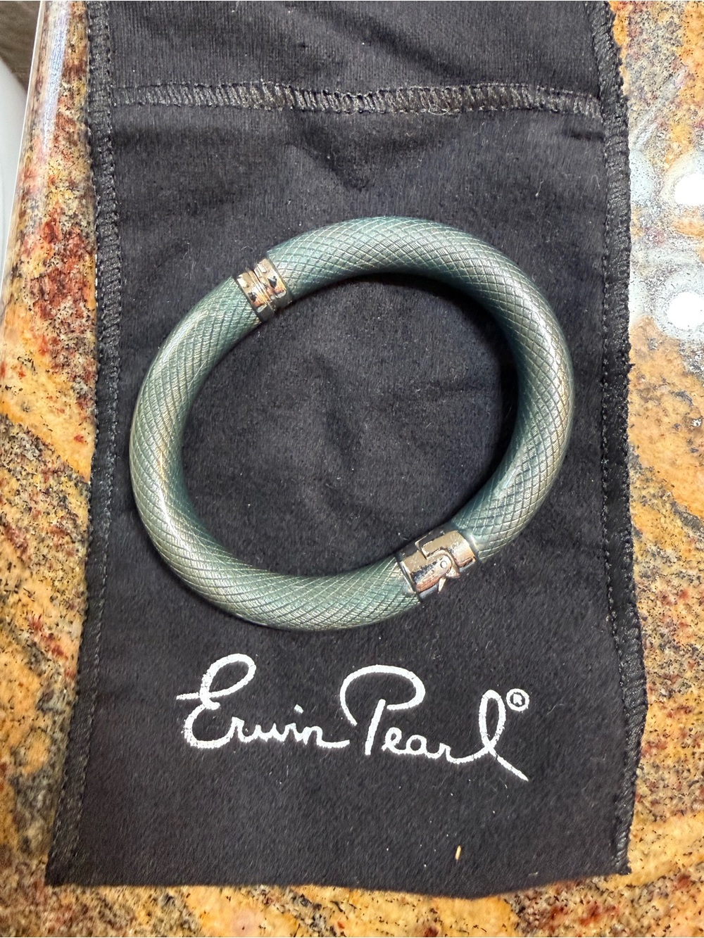 Erwin Pearl Snakeskin Bangle Bracelet Silver Plated NWOT